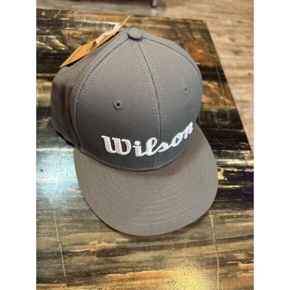 NWT Wilson Cap Gray White Lettering Snapback Hat - Picture 4 of 6